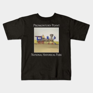 Steam Train at the point of the golden spike, Promontory Point National Historical Park in Utah Kids T-Shirt